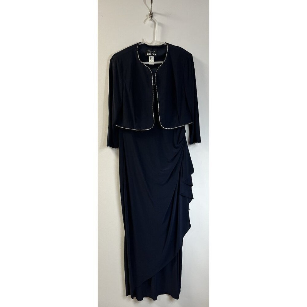 VTG Collections by Lourea Womens Classy Long Navy Dress & Jacket Sz 12 🤍